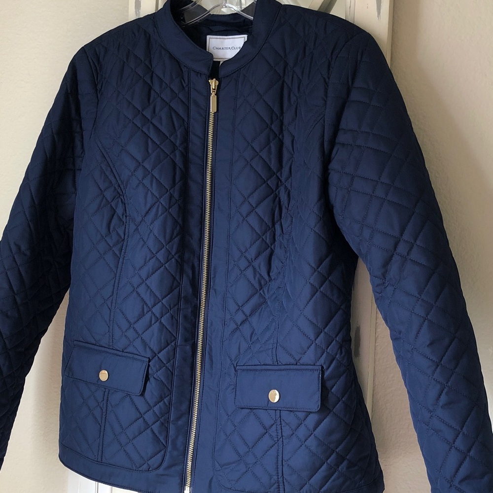 Charter Club Navy Blue Quilted Barn Jacket